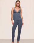 Model is wearing Georgina TENCEL™ Modal Cami & Pant PJ Set in Peppercorn