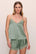 Model is wearing Inez Washable Silk Lace Cami & Short Set in Eucalyptus/Eucalyptus