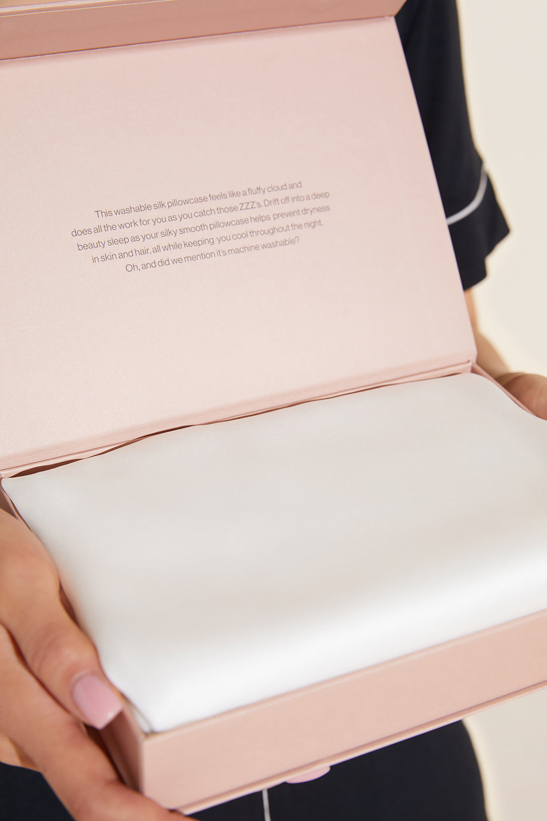Inez Washable Silk Pillow Case in Ivory.