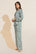 Model wears Inez Washable Silk Printed Long PJ Set in Tropical Tile Agave/Agave.