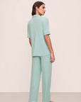 Model is wearing Gisele Tencel™ Modal Short Sleeve & Pant Pj Set in Canal Blue/Ivory