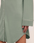 Model is wearing Gisele TENCEL™ Modal Sleepshirt in Eucalyptus/Ivory