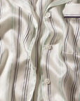Fabric detail of Inez Washable Silk Printed Long Pj Set in Serene Stripe Navy/Navy