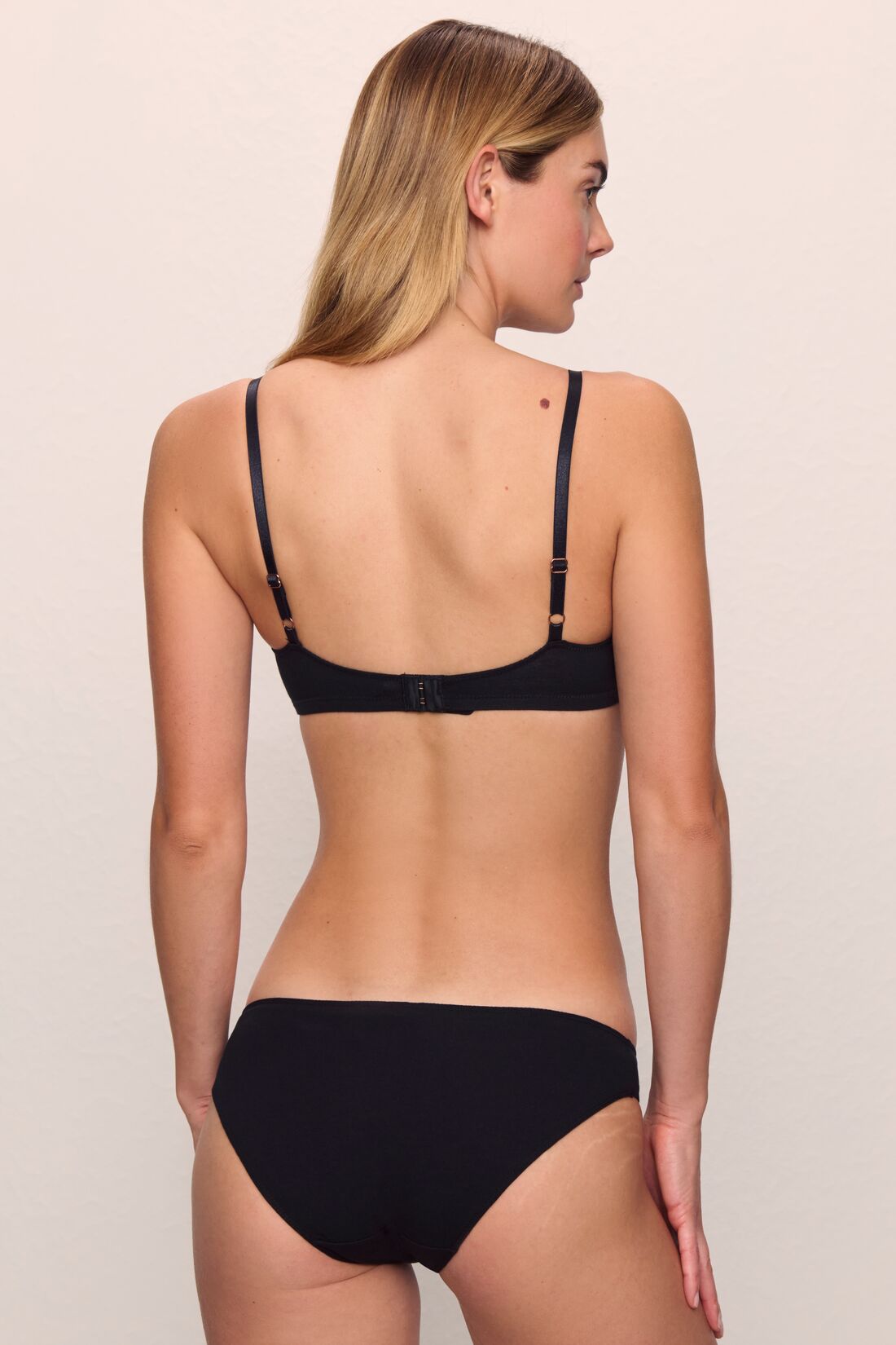 Model is wearing Pima Stretch Cotton Bikini in black