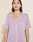 Model wears Gisele TENCEL™ Modal Relaxed Short PJ Set in lavender/ivory.