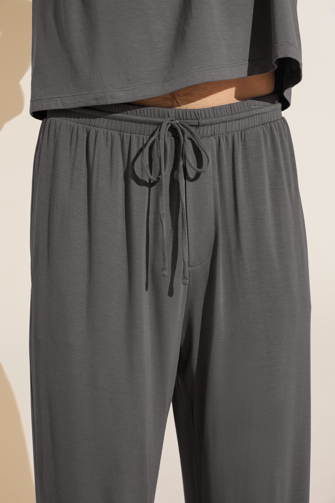 Model wears Henry TENCEL™ Modal Short Sleeve & Pant PJ Set in Storm Gray.