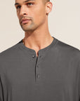 Model wears Henry TENCEL™ Modal Long PJ Set in Storm Gray.