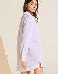 Model wears Nautico Sleepshirt in White/Lavender.