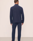 Model is wearing William TENCEL™ Modal Long PJ Set in True Navy/Ivory