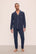 Model is wearing William TENCEL™ Modal Long PJ Set in True Navy/Ivory