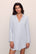 Model wears Gisele TENCEL™ Modal Sleepshirt in Ice Blue/Ivory