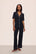 Model is wearing Gisele TENCEL™ Modal Short Sleeve & Pant PJ Set in Black/Sorbet Pink