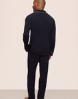 Model is wearing William TENCEL™ Modal Long PJ Set in Black/Ivory