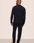 Model is wearing Henry TENCEL™ Modal Long PJ Set in Black