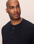 Model is wearing Henry TENCEL™ Modal Long PJ Set in Black