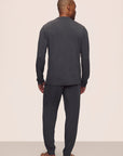 Model is wearing Henry TENCEL™ Modal Long PJ Set in Charcoal Heather