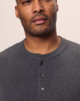 Model is wearing Henry TENCEL™ Modal Long PJ Set in Charcoal Heather