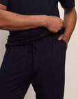 Model is wearing Henry TENCEL™ Modal Long PJ Set in Black