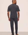 Model is wearing Henry TENCEL™ Modal Short Sleeve & Pant PJ Set in Charcoal Heather