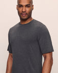 Model is wearing Henry TENCEL™ Modal Short Sleeve & Pant PJ Set in Charcoal Heather