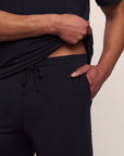 Model is wearing Henry TENCEL™ Modal Short PJ Set in Black