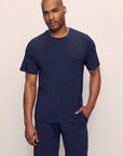 Model is wearing Henry TENCEL™ Modal Short PJ Set in True Navy
