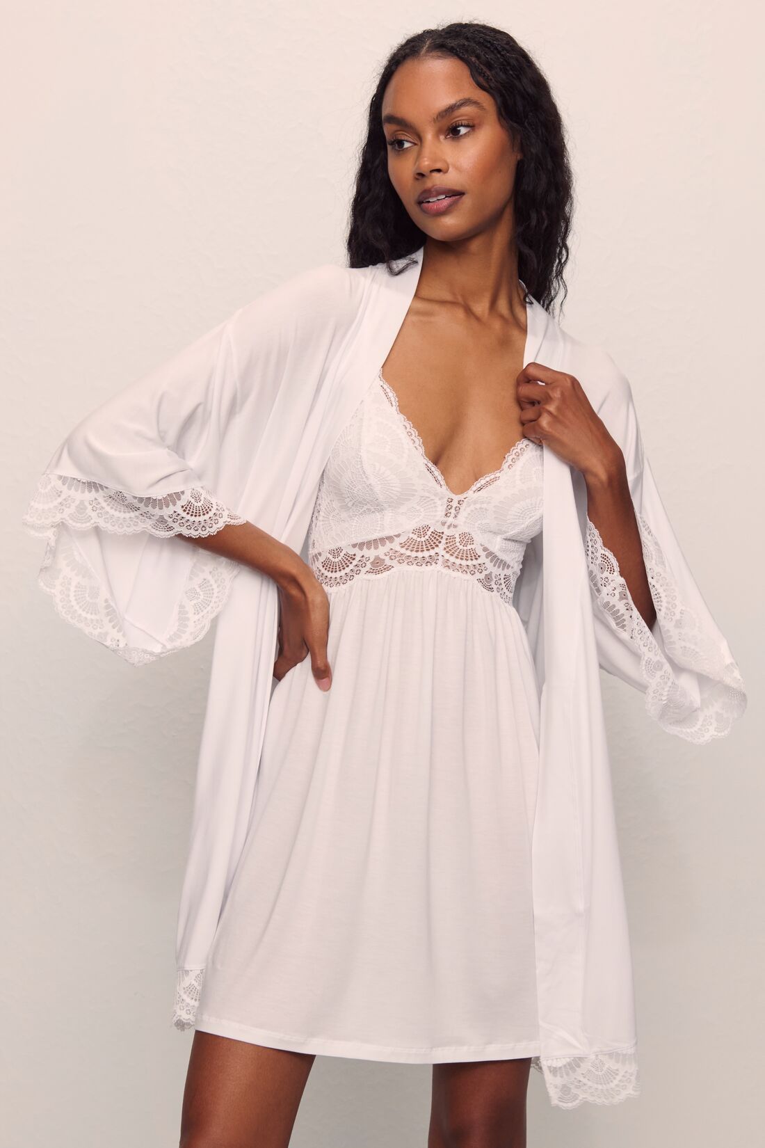 Model is wearing Mariana TENCEL™ Modal Chemise in White
