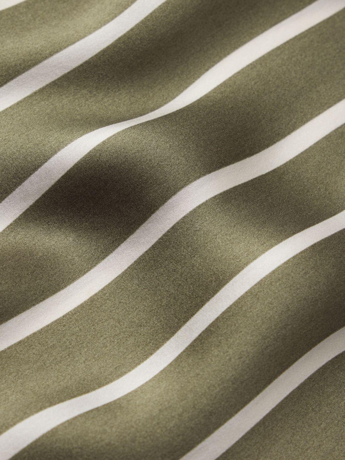 Inez Washable Silk Printed Short PJ Set in Classic Stripe Moss/Moss.