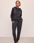 Model wears Recycled Boucle Relaxed Fit Jogger in Graphite.