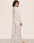 Model is wearing Gisele Printed TENCEL™ Modal Long PJ Set in Floral Bloom Ivy/Vanilla Cream