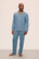Model is wearing William Printed TENCEL™ Modal Long PJ Set in  Dalmatian Faded Denim/Ivory