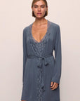 Model is wearing Georgina TENCEL™ Modal Robe in Peppercorn