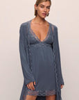 Model is wearing Georgina TENCEL™ Modal Robe in Peppercorn
