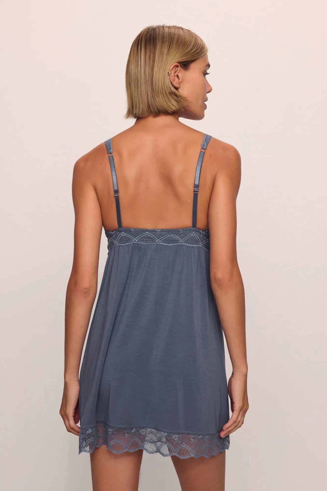 Model is wearing Georgina TENCEL™ Modal Slip in  Peppercorn